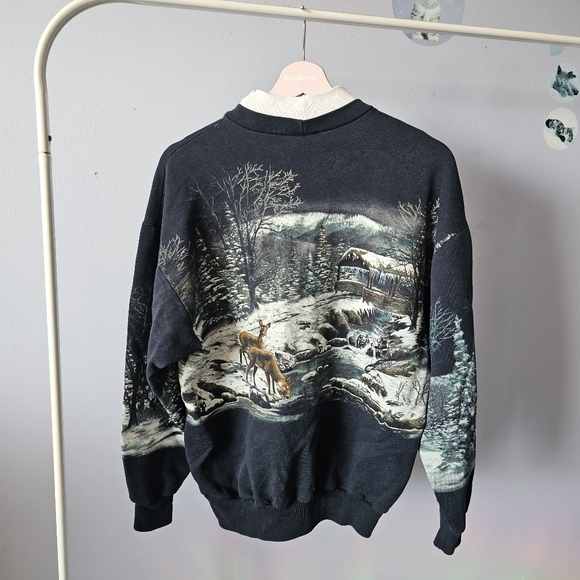Cozy Vintage Winter Scene Sweater - Picture 3 of 6